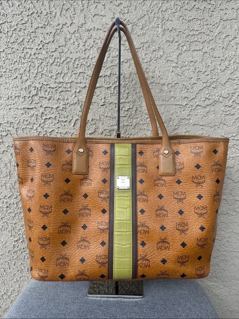 MCM Brown and Yellow Tote Bag